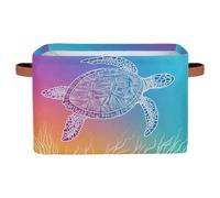 Foldable Storage Baskets for Shelves Closet,Boho Sea Turtle In Gradient Organizer Box Bins with Handles Collapsible Fabric Storage Box for Bedroom Clothes Playroom Nursery Toys,1 Pack
