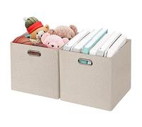 Foldable Storage Bins,13×13 Storage Cubes Basket Containers for Shelf Cabinet Bookcase Boxes,Thick Fabric Drawers - Set of 2, Beige