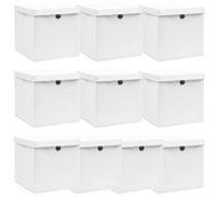 Foldable storage box 10-pack White non-woven fabric 32x32x32 cm with lids homes