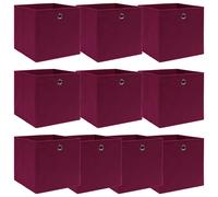 Foldable Storage Box 10pcs Dark Red 32x32x32cm Non-Woven Fabric Organizer Closet