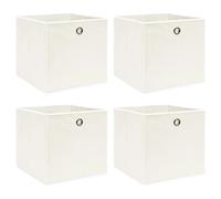 Foldable Storage Box 4-Pack White 32x32x32cm Non-Woven Fabric With Metal Eyelet