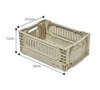 Foldable Storage Box for Outdoor Camping & Picnics - Thickened PP Material, 30x19x12 cm, Removable Lid, Easy-Carry Handle, Green/Black/Orange/Milk Tea Milk tea colorSmall size No wood board