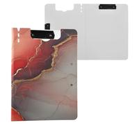 Foldable Storage Box Marble Red Neutral A4 Storage Box Folio Double Metal Clips Pen Holder Office Clip Hardcover Board