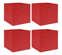 Foldable storage box set 4pcs Red 32x32x32cm Non-Woven Fabric Organizer Home Use