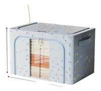 Foldable Storage Box with Steel Frame, Rose Gold Oxford Cloth Large Capacity Organizer with Transparent Window for Bedroom Closet(60 * 42 * 40 Light Blue)