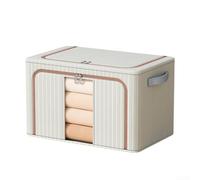 Foldable Storage Box with Steel Frame Support and Moisture-Proof Oxford Cloth, Double Opening System and Transparent Front for Quick Access and Protection (100L blue stripes)