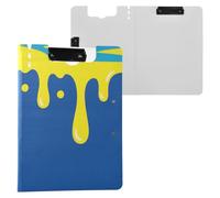 Foldable Storage Box Yellow Drip Pattern On Blue Background With Sunburst A4 Clipboard Folio Double Clips School Pen Holder Clip Board With Cover