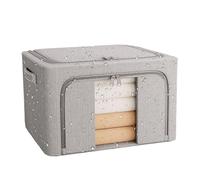 Foldable Storage Boxes, Oxford Fabric, 15.75 x 11.81 x 7.87 Inches, Stackable Bumper Compartments with Under Bed Storage Box, 24 L Large Capacity, High Performance Zip, Cabinet Organiser, Dorm, Rice