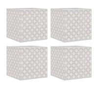 vidaXL Foldable Storage Boxes Cube Bin 10 pcs - Cream Non-Woven Fabric, 32x32x32 cm, Round Eyelets, Collapsible Organizer for Home, Dorm, Playroom