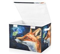Foldable Storage Boxes with Lids Galaxy Fox Butterfly Fabric Storage Box Baskets Toys Clothes Organiser Shelves Collapsible Wardrobe Storage Cube Bins