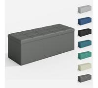 Foldable Storage Ottoman Bench with Lid, Extra Large Storage Chest Footstool Space Saving Seating & Storage Solution, 110 × 38 × 38 cm DARK GREY