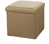 Foldable Storage Ottoman Footrest Stool Cube Army Green Linen Step Stool with Table Seat Tray Top for Coffee Table Storage Boxes.