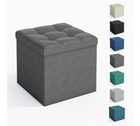 Foldable Storage Ottoman, Small Footrest Cube, Storage Bench with Lid, 1 Storage Box 30 ×30 ×30 cm FABRIC DARK GREY