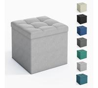 Foldable Storage Ottoman, Small Footrest Cube, Storage Bench with Lid, 1 Storage Box for Bedroom & Living Room, 30 × 30 × 30 cm LIGHT GREY