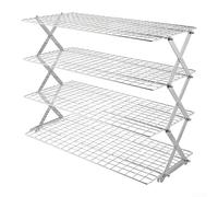 Foldable Storage Rack, Spice Rack - Iron Cooling Rack for Baking, Kitchen Countertop Organizer for Spices, Jars, Pantrys Storage Shelf (silver 4 layers)