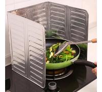Foldable Stove Splatter Guard 3-Panel Oil Shield Adjustable Gas Hob for splash Guard Foil Material Fit Cooking Screen for Large Pans Heat Resistant Oil for proof Kitchen Shield Silver 3-Hinge Splatter