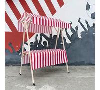 Foldable Street Food Cart on Wheels, Portable Vendor Stall for Outdoor Hot Dog and Ice Cream Sales