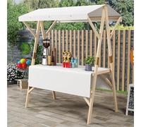 Foldable Street Food Cart with Awning - Versatile Market Stall for Lemonade Ice Cream Hot Dogs - Ideal Vendor Booth for Trade Shows Fairs & Demos - 150x60cm in White Yellow Red Blue