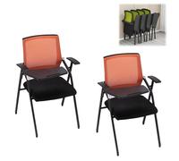 Foldable Student Chair with Attached Desk Breathable Mesh & Metal Frame Ideal for School & Office Use - Set of 2 Space-Saving Design