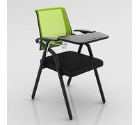 Foldable Student Chair with Attached Desk Mesh Office Chair with Writing Board Portable Cuter Desk Chair for Training and ning (Green)