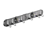 Foldable Suction Corner Hook Rack, No Drill Wall Organizer with Multiple Hooks for Bathroom Shower Kitchen, Waterproof Space Saving Hanger for Towels Utensils, Grey White (Grey)