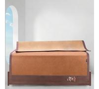 Foldable Summer Sleeping Mat - Double-Sided Cooling Mattress Pad with Rattan-Style Ice Silk, Thick Embroidered Topper and Corner Straps