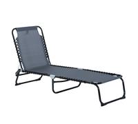 OUTSUNNY Folding Beach Chair Chaise Lounge 4 Adjustable Positions in Grey Outsunny Grey