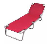 Foldable Sun Lounger with Adjustable Backrest Red