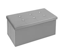 Foldable Swarovski Faux Leather Storage Ottoman Bench Footrest