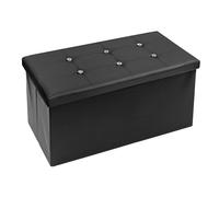 Foldable Swarovski Faux Leather Storage Ottoman Bench Footrest