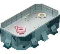 Foldable Swimming Pool - Hard Plastic Shell Collapsible Rectangle Paddling Pool for Adults & Family, Ideal for Backyard Use