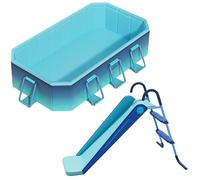 Foldable Swimming Pool with Slide - Sturdy Construction and Patches Included for Backyard Water Fun