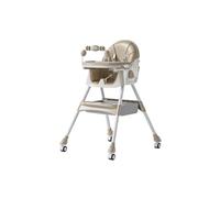 Foldable Swing Function Baby Highchair with Wheels, Khaki