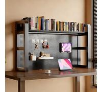 Foldable Table Adjustable Office And Home Simple Desk Dining Table，2 Tier/3 Tier Computer Desktop Bookshelf Multipurpose Storage Rack with Grid Panel Large Capacity for Home Office & Dorm St
