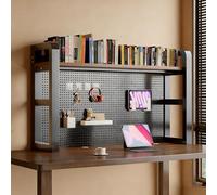 Foldable Table Adjustable Office And Home Simple Desk Dining Table，2 Tier/3 Tier Computer Desktop Bookshelf Multipurpose Storage Rack with Grid Panel Large Capacity for Home Office & Dorm St