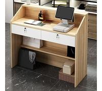 Foldable Table Adjustable Office And Home Simple Desk Dining Table，CompactDesk for Stores Modern KeyLock Drawers & Open Shelves Stylish Welcome Counter Perfect for Offices & Computer Desks 8