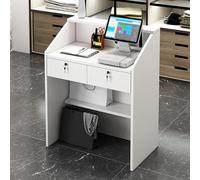 Foldable Table Adjustable Office And Home Simple Desk Dining Table，Modern CompactDesk for Shops KeyLock Drawers & Open Shelves Stylish Welcome Counter Ideal for Offices & Computer Desks 60CM