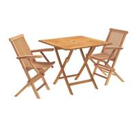 Foldable Table and Chair Set Natural Solid Teak Wood Garden Dining Set vidaXL