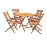 Foldable Table and Chair Set Natural Solid Teak Wood vidaXL