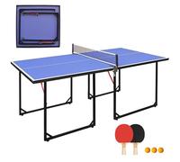 Foldable Table Tennis Table Set, 9ft Portable Ping Pong Table with Net, 2 Bats & 3 Balls, Indoor Outdoor Use for Family Game Home Office Garden