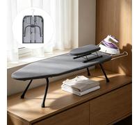 Foldable Table Top Ironing Board Set with Iron Rest and 1 Mini iron board for Sleeves or Pants with 4 Layer Heat Resistant Cover, Small Ironing Board Kit for Home Living Room, Travelling 76x31x18CM