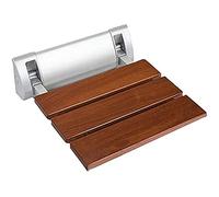 Foldable Teak Wood Shower Seat Modern Wall Mounted Stool Supports 300 lbs Ideal for Seniors & Disabled Compact Shower Bench for Bathroom Safety