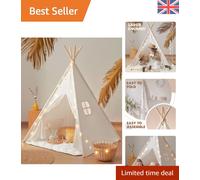 Foldable Teepee Tent for Kids with Padded Mat & 13ft Lights - Indoor/Outdoor Fun