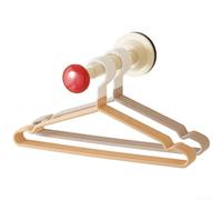 Foldable Telescopic Clothes Hanger Organizer With Suction Cup Wall Mount No Drilling Needed For Efficient Organization In Compact Spaces(Creamy White Red)