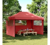 (beige, with 3 sidewalls) vidaXL Foldable Tent Pop-up Outdoor Party Tent Garden Gazebo Canopy Shelter