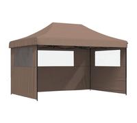 vidaXL Foldable Party Tent Pop-Up with 3 Sidewalls Beige