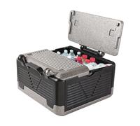 Foldable Thermal Box 26L Polystyrene Box 43 x 43 x 25 cm Warming Box for Food with Integrated Lid Multifunctional Cool Box Transport Box for Camping Picnics Food Transport (Black + Grey)