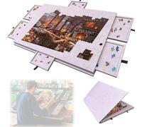 Foldable Tilting Puzzle Board with 2-In-1 Designed Stand Cover, Portable Jigsaw Puzzle Table with 6 Drawers for Adults, Lightweight Felt Storage Bag for 1500/1000 Pieces Jigsaw Pu Light Camel 1000pcs