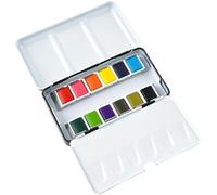 Foldable Tin Box Solid Watercolor Paint Set, 12 Assorted Colors, Portable Metal Case with Lid, for Artists, Hand Painting, Art Coloring, Craft