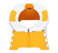 Foldable Toddler Toilet PP & TPE Material Portable Baby Travel Toilet Indoor Outdoor Compact Size (Orange Hard Pad)